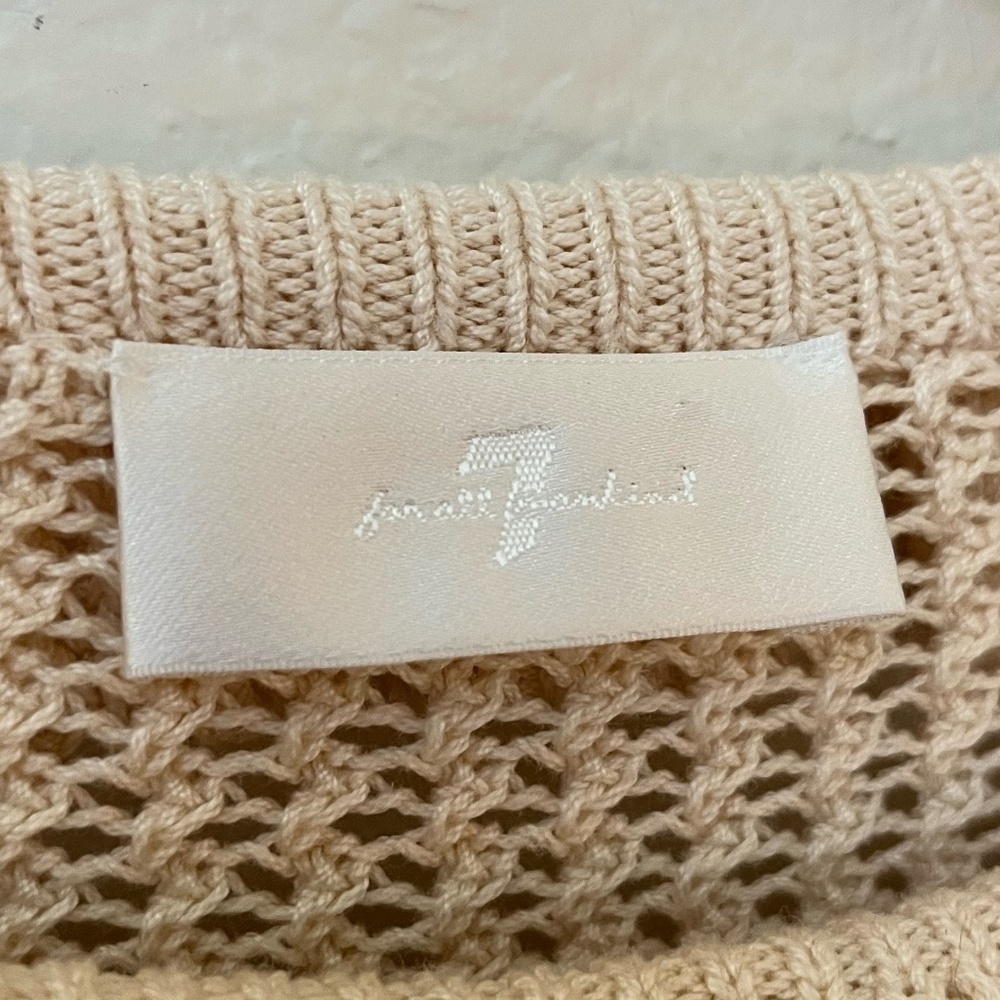 7 FOR ALL MANKIND | Ruffle Neck Long Sleeve Sweater in Heather Oatmeal | Size M - Picture 8 of 14